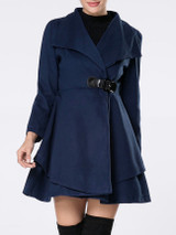 Casual Lapel Single Button Woolen Coat