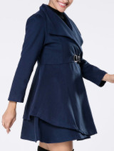 Casual Lapel Single Button Woolen Coat