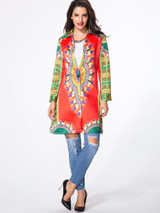 Casual Lapel Single Button Printed Coat