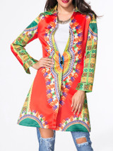 Casual Lapel Single Button Printed Coat