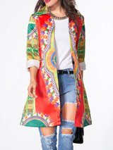 Casual Lapel Single Button Printed Coat