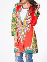 Casual Lapel Single Button Printed Coat