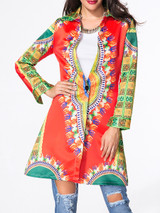 Casual Lapel Single Button Printed Coat