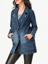 Casual Lapel Single Breasted Denim Coat