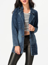 Casual Lapel Single Breasted Denim Coat