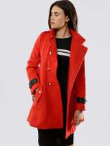 Casual Lapel Double Breasted Pocket Belt Plain Coat