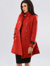 Casual Lapel Double Breasted Pocket Belt Plain Coat