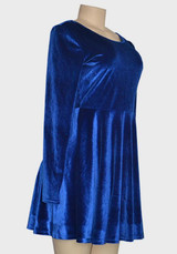 Blue Irregular Backless Round Neck Long Sleeve Mini Dress