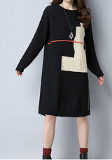 Black Floral Round Neck Long Sleeve Casual Midi Dress Black Floral Round Neck Long Sleeve Casual Midi Dress
