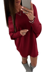 Women Autumn Winter Casual Long Sleeve Sweater Dress Loose Knitted Oversized Streetwear Pullover