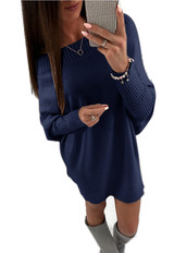 Women Autumn Winter Casual Long Sleeve Sweater Dress Loose Knitted Oversized Streetwear Pullover