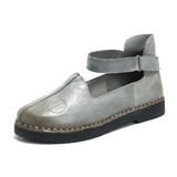 Casual Retro Handmade Pattern Hook Loop Leather Flat Shoes