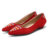 Casual Stylish Pointed Toe Slip On Low Heel Shoes For Women