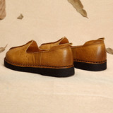 Casual Retro Handmade Pattern Slip On Leather Flat Shoes
