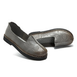 Casual Retro Handmade Pattern Slip On Leather Flat Shoes