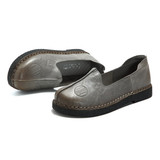 Casual Retro Handmade Pattern Slip On Leather Flat Shoes