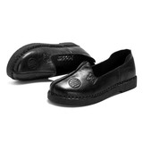 Casual Retro Handmade Pattern Slip On Leather Flat Shoes