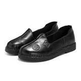 Casual Retro Handmade Pattern Slip On Leather Flat Shoes