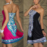 Casual Sexy Women Mini Dress Casual Floral Bandeau Beach Summer Boho Maxi Sundress