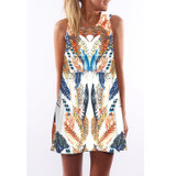 Women Floral Print Chiffon Dress Sleeveless Boho Short Beach Dress Sundress Shift Dresses