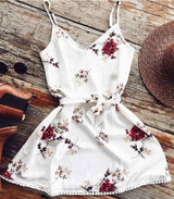 Casual Fashion V neck Floral Print Halter Dress