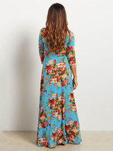 Floral Printed V-neck Maxi Dress