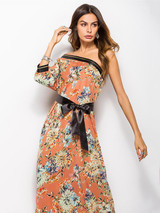 Floral One-shoulder Bohemia Maxi Dress