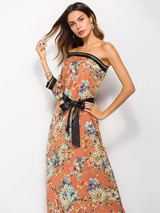 Floral One-shoulder Bohemia Maxi Dress