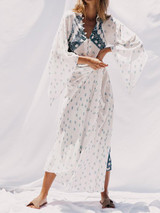 Pretty Bohemia Floral V Neck Half Sleeve Maxi Dress