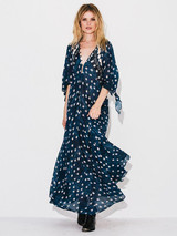 Pretty Bohemia Floral V Neck Half Sleeve Maxi Dress