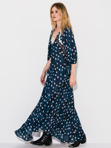 Pretty Bohemia Floral V Neck Half Sleeve Maxi Dress
