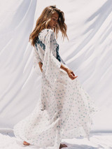 Pretty Bohemia Floral V Neck Half Sleeve Maxi Dress