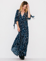 Pretty Bohemia Floral V Neck Half Sleeve Maxi Dress