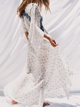 Pretty Bohemia Floral V Neck Half Sleeve Maxi Dress