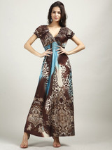 Beautiful Bohemia Floral Short Sleeve V Neck Maxi Dress
