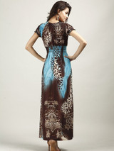 Beautiful Bohemia Floral Short Sleeve V Neck Maxi Dress