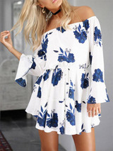 Floral Print Off-the-shoulder Ruffled Mini Dress