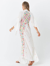 Bohemia 3/4 Sleeve V-Neck Floral Maxi Dress
