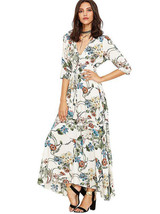 Pretty Bohemia Floral Printed V Neck Maxi Dress