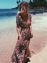 Floral Split-side Bohemia Wrap Dress