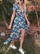Floral Split-side Bohemia Wrap Dress