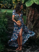 Floral Split-side Bohemia Wrap Dress