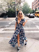 Floral Split-side Bohemia Wrap Dress