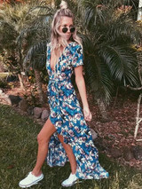 Floral Split-side Bohemia Wrap Dress
