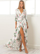 Bohemia V-Neck Floral Split-side Maxi Dress