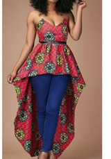 Red Floral Print Bandeau Irregular Backless Off Shoulder High-low Swallowtail Maxi Dress