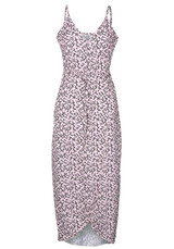 Pink Floral Irregular Backless Lace Up Thigh High Side Slits Flowy Maxi Dress