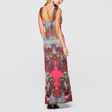 Red Floral Print V-Back Neck Fashion Maxi Dress Red Floral Print V-Back Neck Fashion Maxi Dress