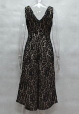 Black Floral Lace High-low Backless Bodycon V-neck Party Midi Dress