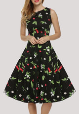 Black Floral Print Draped Bodycon Tutu Vintage Party Midi Dress